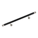 Handlauf Edelstahl schwarz Ø 42,4mm gewinkelte Edelstahlhalter, Länge 100 cm mit 2 Halter und schräges Endstück