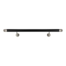 Handlauf Edelstahl schwarz Ø 42,4mm gewinkelte Edelstahlhalter, Länge 100 cm mit 2 Halter und schräges Endstück