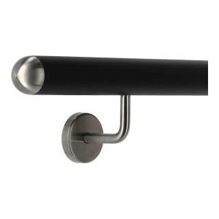 Handlauf Edelstahl Ø 42,4mm gewinkelte Edelstahlhalter schwarz pulverbeschichtet