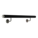Handlauf_Edelstahl_42,4mm_schwarz_pulverbeschichtet_gewinklte_Halter_gerade_Kappe