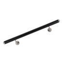 Handlauf Edelstahl schwarz Ø 42,4mm gewinkelte Edelstahlhalter, Länge 420 cm mit 5 Halter und halbrunde Kappe