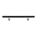 Handlauf Edelstahl schwarz Ø 42,4mm gewinkelte Edelstahlhalter, Länge 420 cm mit 5 Halter und halbrunde Kappe