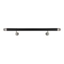 Handlauf Edelstahl schwarz Ø 42,4mm gewinkelte Edelstahlhalter, Länge 450 cm mit 5 Halter und schräges Endstück
