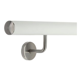Handlauf Edelstahl Ø 42,4mm gewinkelte Edelstahlhalter weiß pulverbeschichtet