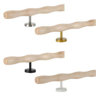 Ahorn Holz Handlauf wellenförmig Ø 42 mm gerade Edelstahl Handlaufhalter - Turnstab, Gmynastikstab, Ergo-Stab & Fingertrainer
