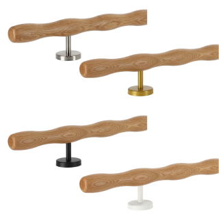 Holz Handlauf Eiche wellenförmig Ø 42 mm gerade Edelstahl Handlaufhalter - Turnstab, Gmynastikstab, Ergo-Stab & Fingertrainer