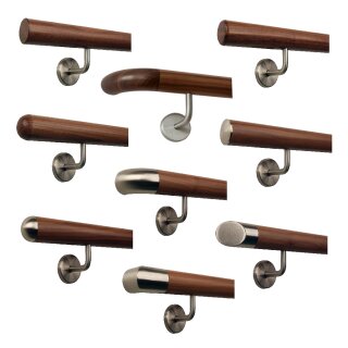 Konfigurator Holz Handlauf - Holzart Nussbaum lackiert in Ø 42 mm