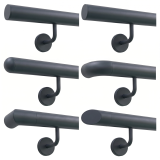 Handlauf Edelstahl Ø 42,4mm anthrazit pulverbeschichtet mit gewinkelte anthrazit Edelstahlhalter