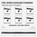 Handlauf Edelstahl anthrazit Ø 42,4mm gewinkelte Edelstahlhalter, Länge 50 cm mit 2 anthrazit Halter und anthrazit leicht gewölbte Kappe