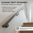 Handlauf Edelstahl anthrazit Ø 42,4mm gewinkelte Edelstahlhalter, Länge 60 cm mit 2 anthrazit Halter und anthrazit leicht gewölbte Kappe