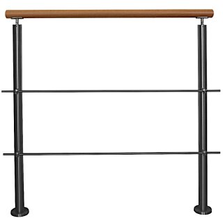 Konfigurator Edelstahl Geländer mit Handlauf Holz Buche und 2 Querstreben