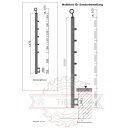 Konfigurator Edelstahl Geländer mit Handlauf Holz Buche, 5 Querstreben und Seitenabstand 10 mm