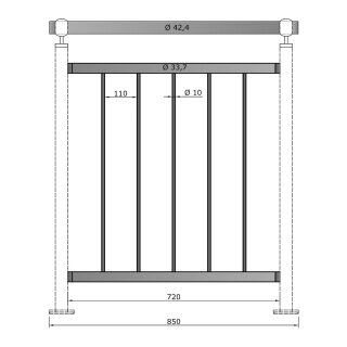 Geländer senkrechte Streben Aufmontage 900 mm Höhe - Länge Edelstahl 850 mm