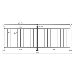 Geländer senkrechte Streben Aufmontage 900 mm Höhe - Länge Edelstahl 2570 mm