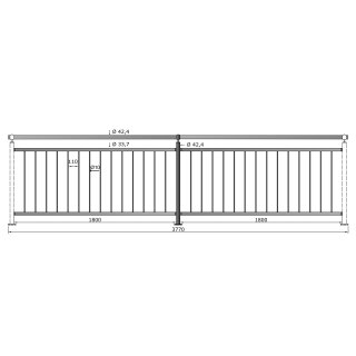 Geländer senkrechte Streben Aufmontage 900 mm Höhe - Länge Edelstahl 3770 mm