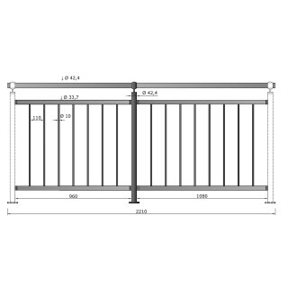 Geländer senkrechte Streben Aufmontage 1000 mm Höhe - Länge Edelstahl 2210 mm