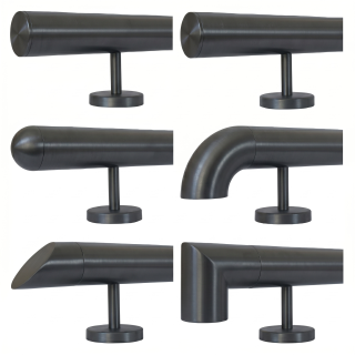 Handlauf Edelstahl Ø 42,4mm Anthrazit pulverbeschichtet gerade Edelstahlhalter