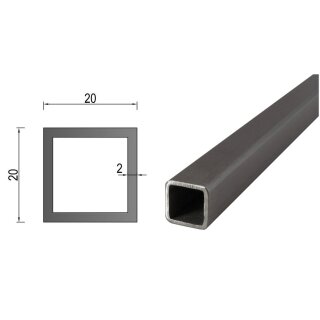 Quadrat- Rechteckrohr V2A Edelstahl in verschiedenen Querschnitten und Längen bis 6m am Stück Variante: Rechteck- Quadratprofil: 20 x 20 x 2 mm Länge: 1000 mm