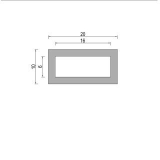 Aluminium Rechteck Quadrat Profil Alu Kastenprofil Vierkantprofil Rohr Aluprofil Rechteckprofil 20x10x2 mm .... Rechteckrohr Stange 150cm ........................ (1500mm 1,5m 1,50m)