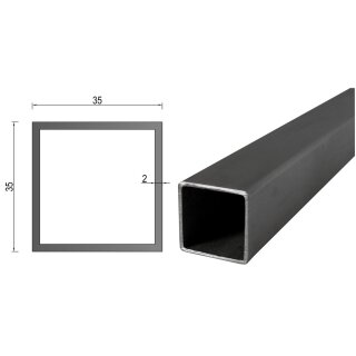 Quadrat- Rechteckrohr V2A Edelstahl in verschiedenen Querschnitten und Längen bis 6m am Stück Variante: Rechteck- Quadratprofil: 35 x 35 x 2 mm Länge: 2100 mm