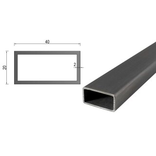 Quadrat- Rechteckrohr V2A Edelstahl in verschiedenen Querschnitten und Längen bis 6m am Stück Variante: Rechteck- Quadratprofil: 40 x 20 x 2 mm Länge: 400 mm