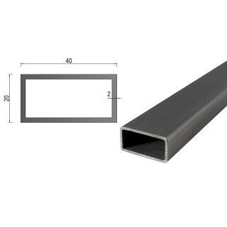 Quadrat- Rechteckrohr V2A Edelstahl in verschiedenen Querschnitten und Längen bis 6m am Stück Variante: Rechteck- Quadratprofil: 40 x 20 x 2 mm Länge: 4500 mm