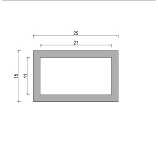 Aluminium Rechteck Quadrat Profil Alu Kastenprofil Vierkantprofil Rohr Aluprofil Rechteckprofil 25x15x2 mm .... Vierkantrohr St&auml;be 150cm ........................ (1500mm 1,5m 1,50m)