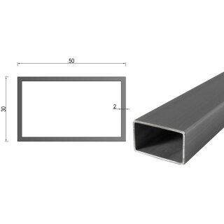 Quadrat- Rechteckrohr V2A Edelstahl in verschiedenen Querschnitten und Längen bis 6m am Stück Variante: Rechteck- Quadratprofil: 50 x 30 x 2 mm Länge: 200 mm