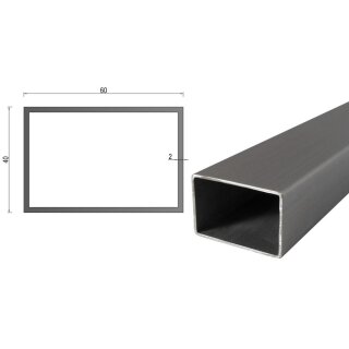 Quadrat- Rechteckrohr V2A Edelstahl in verschiedenen Querschnitten und Längen bis 6m am Stück Variante: Rechteck- Quadratprofil: 60 x 40 x 2 mm Länge: 1000 mm