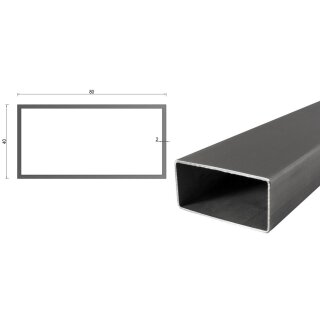 Quadrat- Rechteckrohr V2A Edelstahl in verschiedenen Querschnitten und Längen bis 6m am Stück Variante: Rechteck- Quadratprofil: 80 x 40 x 2 mm Länge: 1100 mm