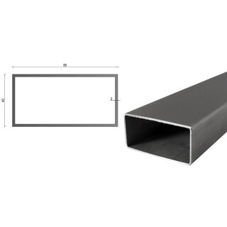 Quadrat- Rechteckrohr V2A Edelstahl in verschiedenen Querschnitten und Längen bis 6m am Stück Variante: Rechteck- Quadratprofil: 80 x 40 x 2 mm Länge: 3000 mm