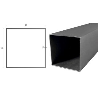 Quadrat- Rechteckrohr V2A Edelstahl in verschiedenen Querschnitten und Längen bis 6m am Stück Variante: Rechteck- Quadratprofil: 80 x 80 x 2 mm Länge: 1000 mm