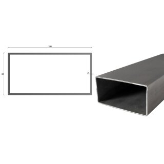 Quadrat- Rechteckrohr V2A Edelstahl in verschiedenen Querschnitten und Längen bis 6m am Stück Variante: Rechteck- Quadratprofil: 100 mm x 50 x 2 mm Länge: 1000 mm
