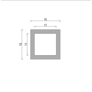 Aluminium Rechteck Quadrat Profil Alu Kastenprofil Vierkantprofil Rohr Aluprofil Quadratprofil 15x15x2 mm ..... Quadratrohr Stangen 150cm ........................ (1500mm 1,5m 1,50m)