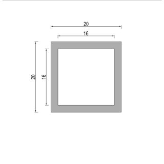 Aluminium Rechteck Quadrat Profil Alu Kastenprofil Vierkantprofil Rohr Aluprofil Quadratprofil 20x20x2 mm ..... eloxierbar l&ouml;tbar 230cm ........................ (2300mm 2,3m 2,30m)