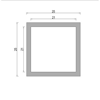 Aluminium Rechteck Quadrat Profil Alu Kastenprofil Vierkantprofil Rohr Aluprofil Quadratprofil 25x25x2 mm ..... nicht eloxiert Stab 160cm ........................ (1600mm 1,6m 1,60m)