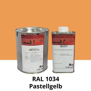 Farblack Hesse Lignal 2K DBM 423 - RAL 1034 Pastellgelb 1 Liter