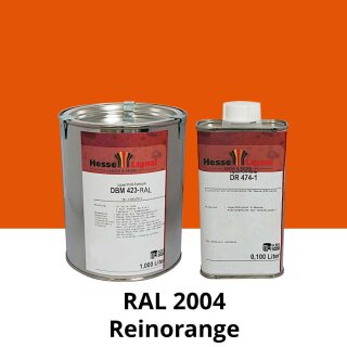 Farblack Hesse Lignal 2K DBM 423 - RAL 2004 Reinorange 1 Liter