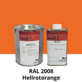 Farblack Hesse Lignal 2K DBM 423 - RAL 2008 Hellrotorange 1 Liter
