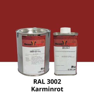 Farblack Hesse Lignal 2K DBM 423 - RAL 3002 Karminrot 1 Liter