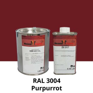 Farblack Hesse Lignal 2K DBM 423 - RAL 3004 Purpurrot 1 Liter