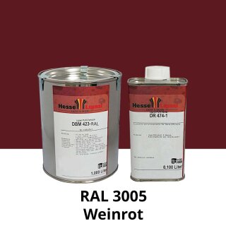 Farblack Hesse Lignal 2K DBM 423 - RAL 3005 Weinrot 1 Liter