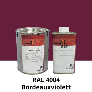 Farblack Hesse Lignal 2K DBM 423 - RAL 4004 Bordeauxviolett 1 Liter