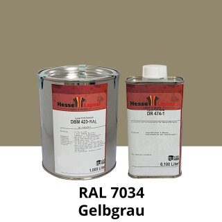 Farblack Hesse Lignal 2K DBM 423 - RAL 7034 Gelbgrau 1 Liter