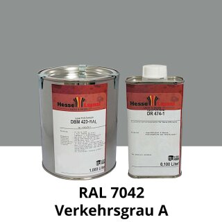 Farblack Hesse Lignal 2K DBM 423 - RAL 7042 Verkehrsgrau A 1 Liter