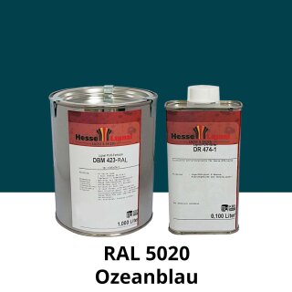 Farblack Hesse Lignal 2K DBM 423 - RAL 5020 Ozeanblau 1 Liter