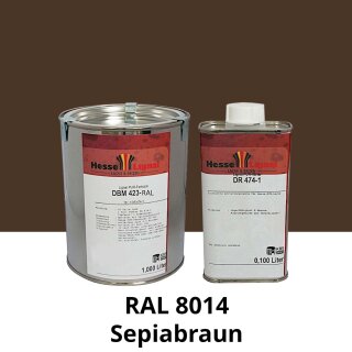 Farblack Hesse Lignal 2K DBM 423 - RAL 8014 Sepiabraun 1 Liter