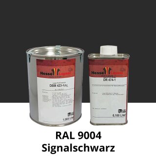 Farblack Hesse Lignal 2K DBM 423 - RAL 9004 Signalschwarz 1 Liter