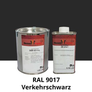 Farblack Hesse Lignal 2K DBM 423 - RAL 9017 Verkehrsschwarz 1 Liter