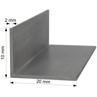Aluminium L-Profil 20x10 x 2 mm Winkel Winkelprofil Stange Alu Aluminiumprofil Länge: 600mm / 60cm / 0,6m